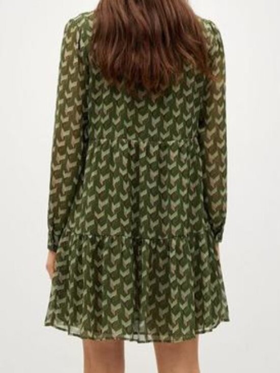 Geometric Green Midi Dress – Mango, Size 2 - Picture 5 of 5